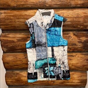 💙Dolcezza S Abstract Blue and Black Sleeveless Vest